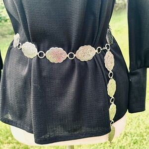S.W. Concho Style Silver Link Statement Belt Western Vibes